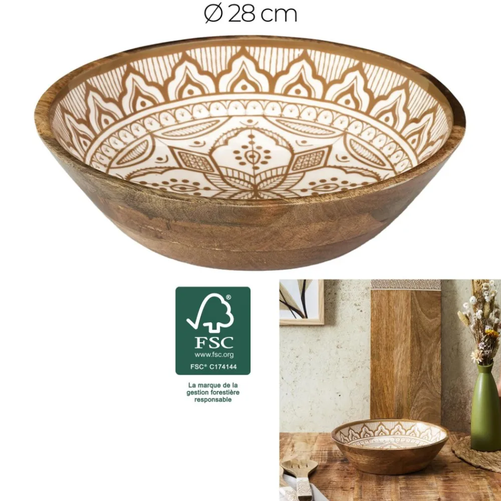 Drewniana misa Marrakesh beż 28 cm * HowHomely Outlet