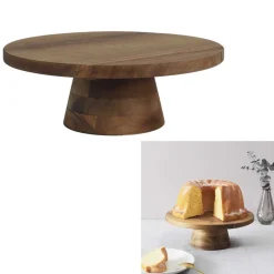 Drewniana patera na ciasto NATURAL SLICE * HowHomely Clearance