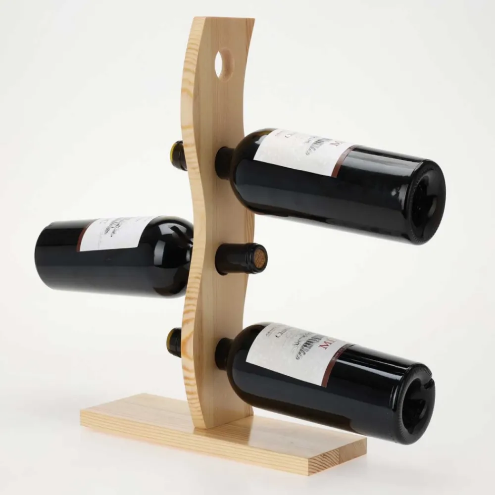 Drewniany nowoczesny stojak na wino na 4 butelki * H&S Decoration Hot