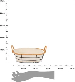 Druciany koszyk z materiałowym wkładem owalny