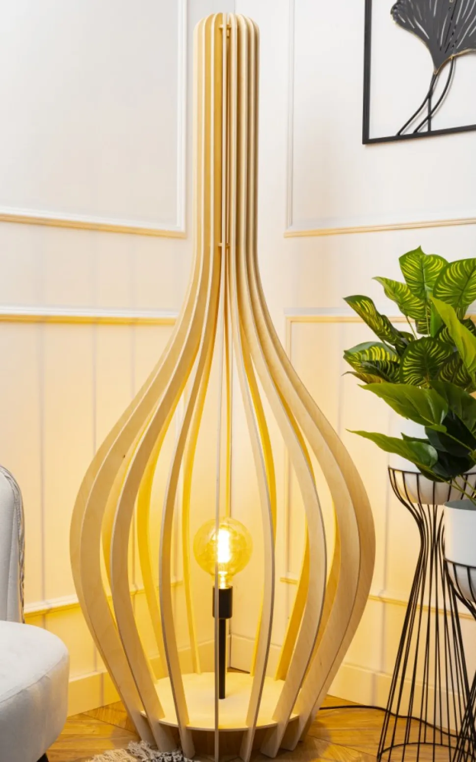 Duża lampa stojąca PLYWOOD 148 cm BOHO