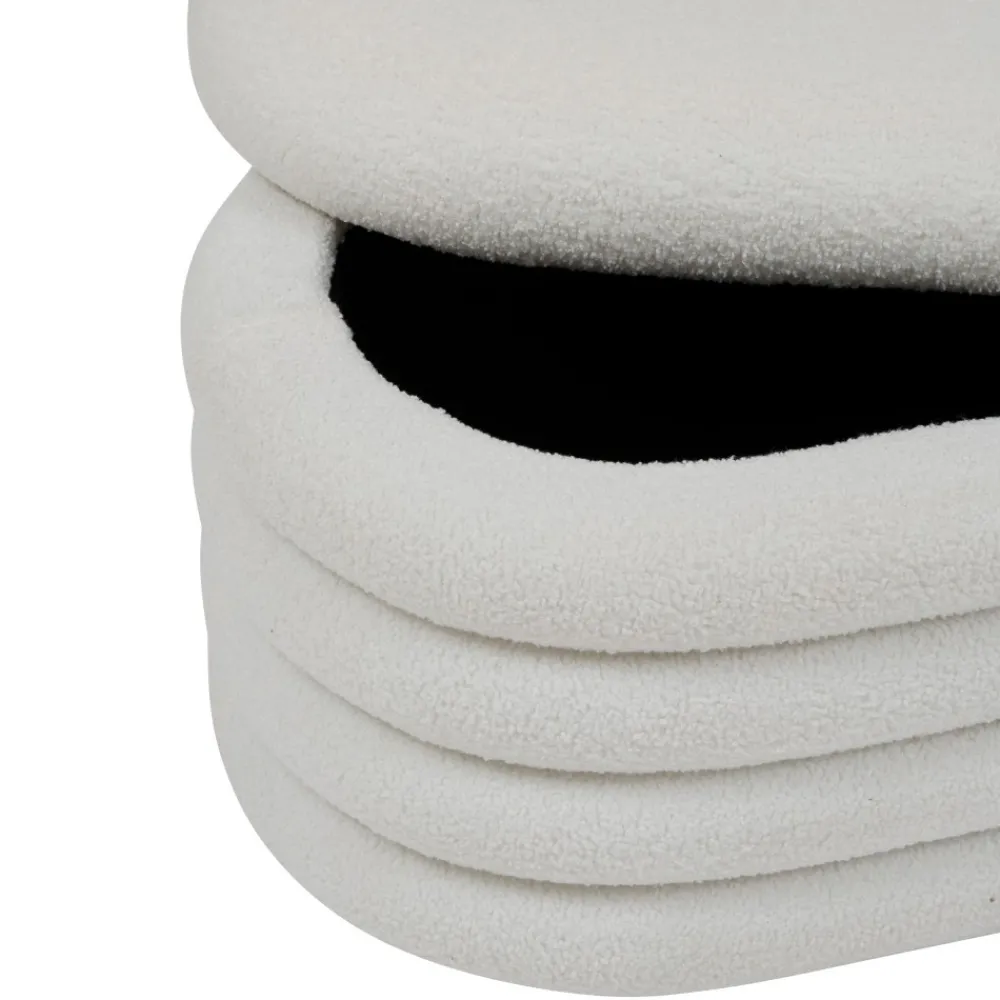 Duża pufa tapicerowana boucle Giulia biała * Atmosphera Sale
