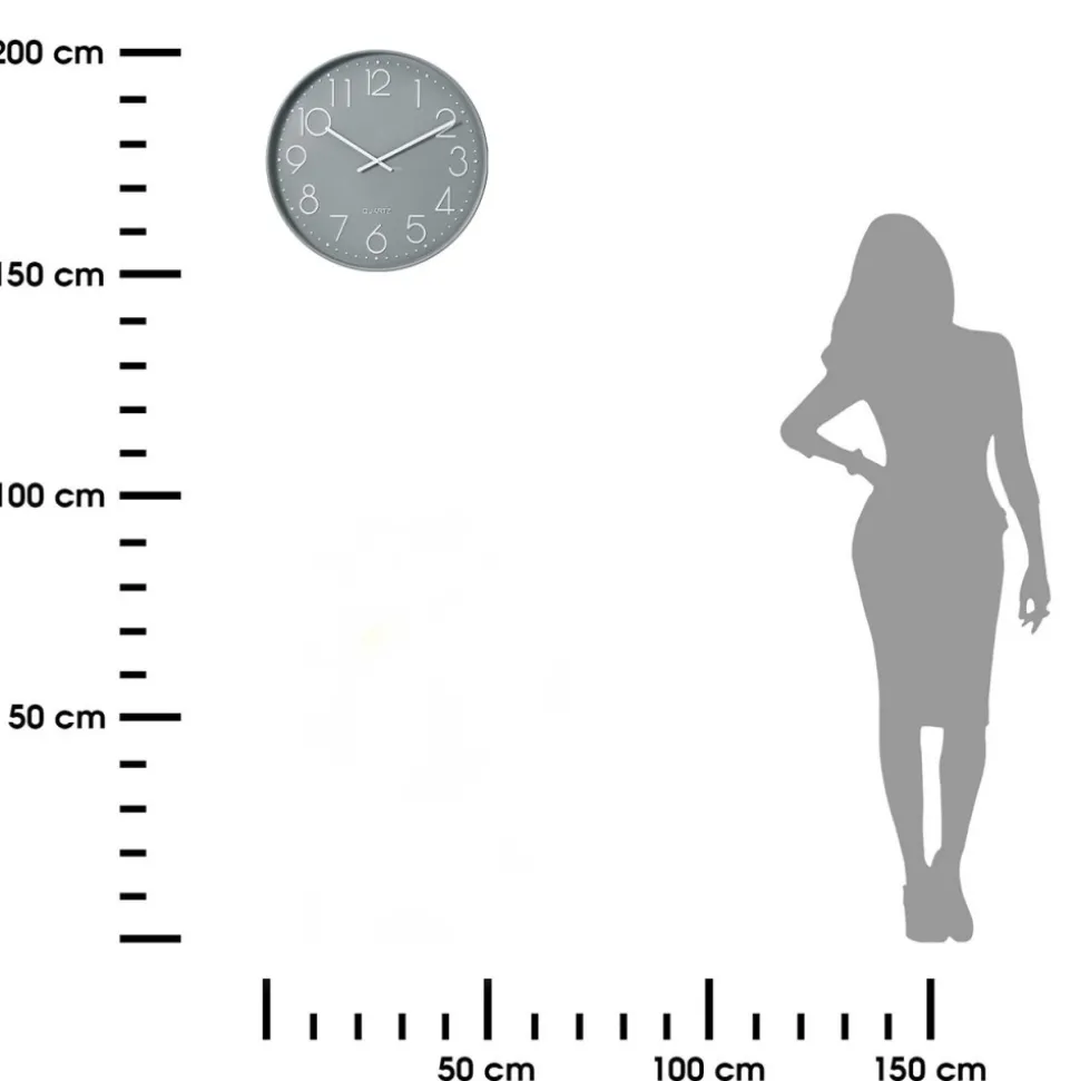 Duży zegar ścienny szary 50 cm