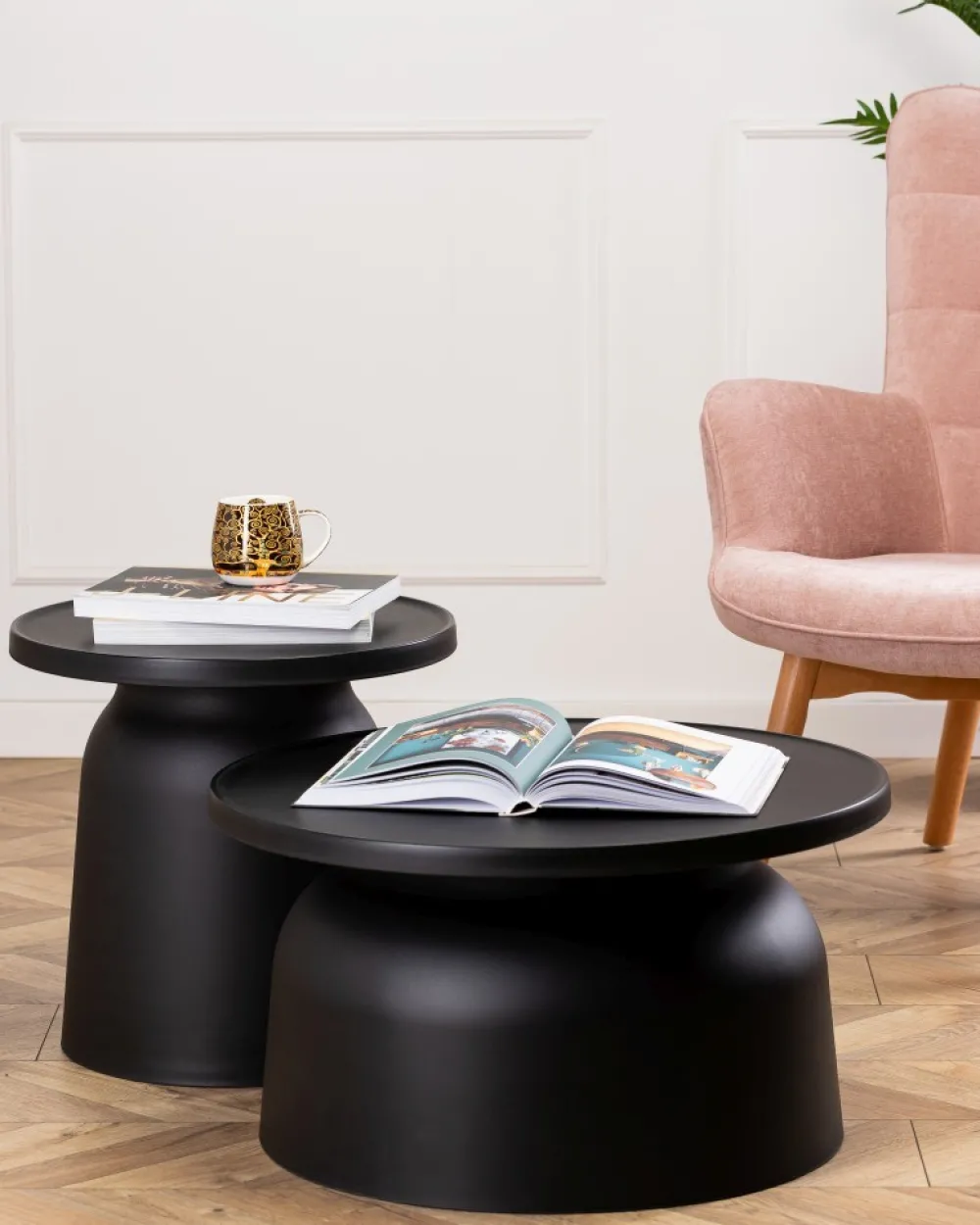 Dwa minimalistyczne stoliki OTTO czarne * HowHomely Discount