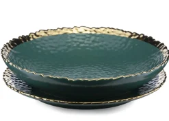 Dwa talerze głębokie Kati Green Gold 26 * HowHomely
