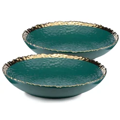 Dwa talerze głębokie Kati Green Gold 26 * HowHomely