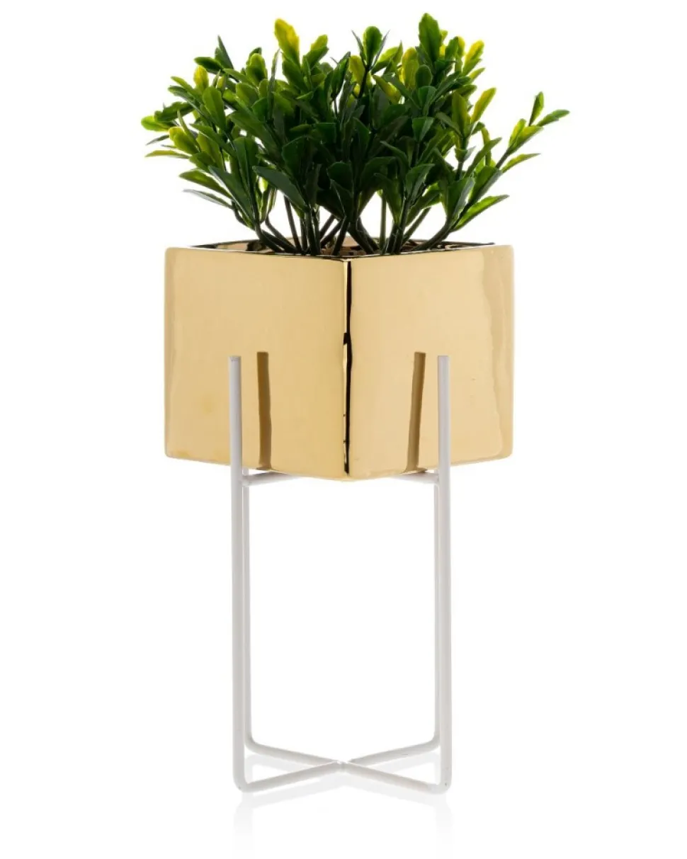 Dwie doniczki Mizu Gold White 21 i 23 cm
