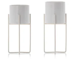Dwie doniczki Florri White 23,5 i 22 cm * HowHomely Best