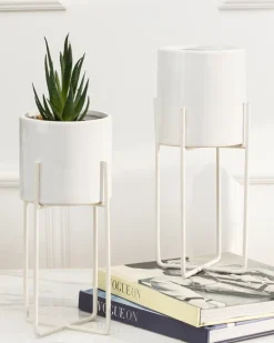 Dwie doniczki Florri White 23,5 i 22 cm * HowHomely Best