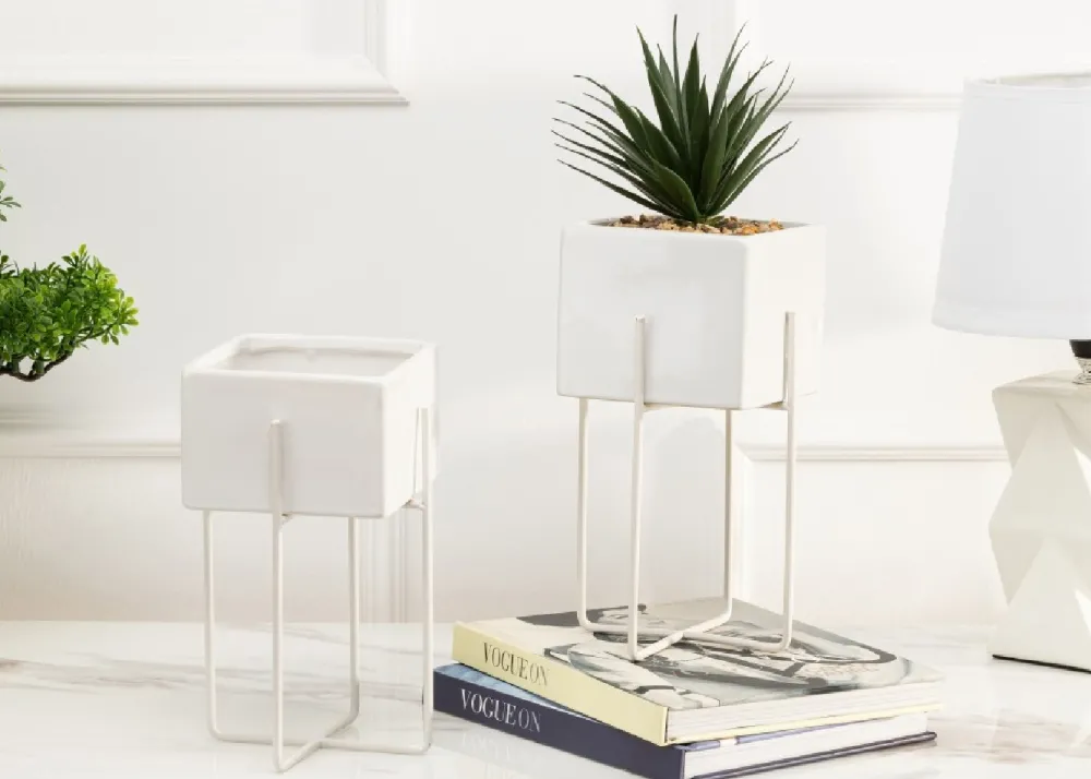 Dwie doniczki Mizu White 21 i 23 cm * HowHomely Outlet