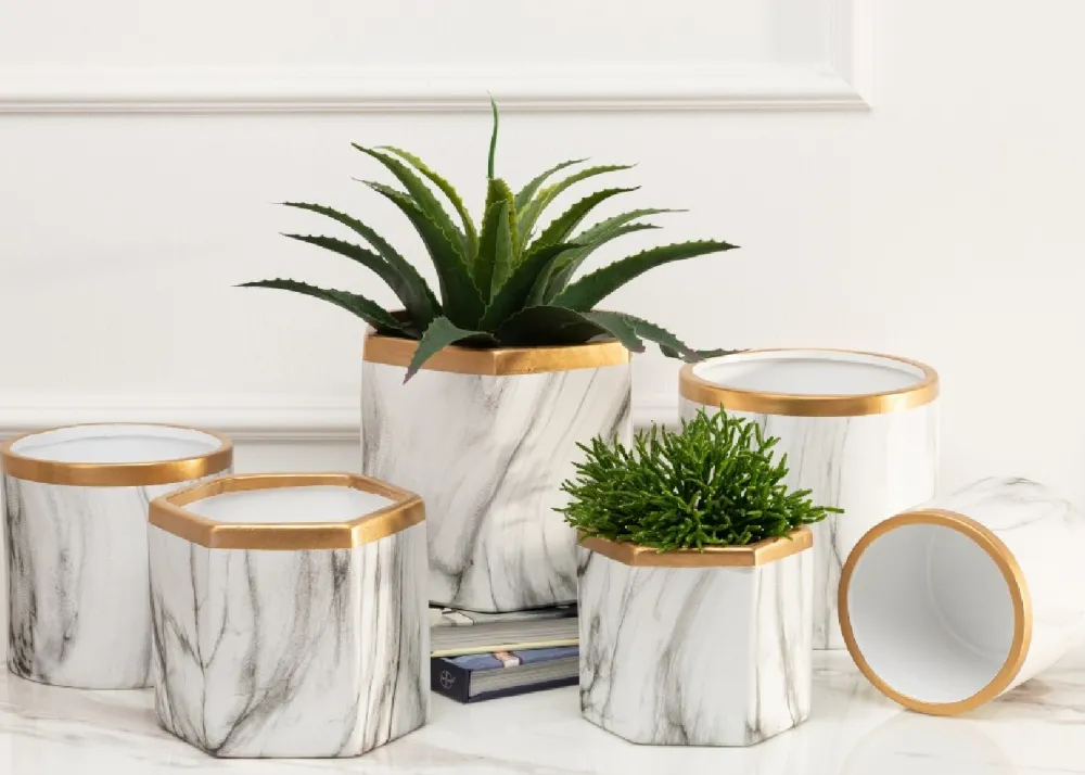 Dwie doniczki Sona Marbling 11 i 13 cm * HowHomely Online