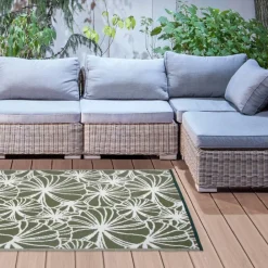 Dwustronny dywan ogrodowy w liście 150x242 cm * Esschert Design Online