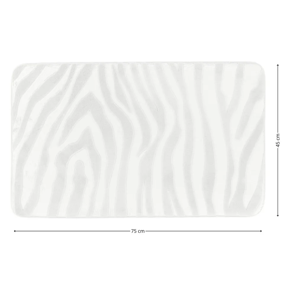 Dywanik łazienkowy biały 45x75 cm zebra