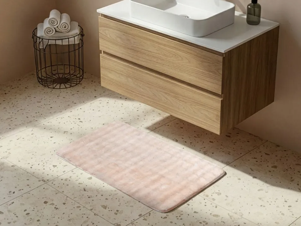 Dywanik łazienkowy blush róż 50x80 cm efekt futra