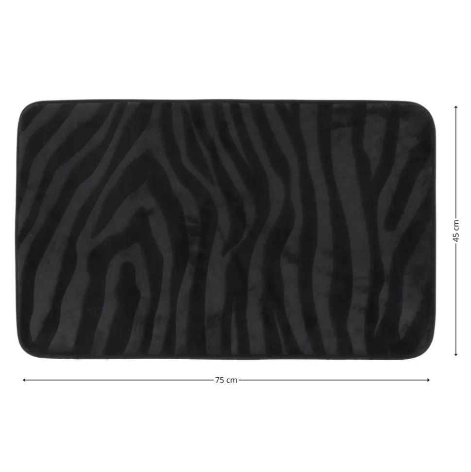 Dywanik łazienkowy czarny 45x75 cm zebra