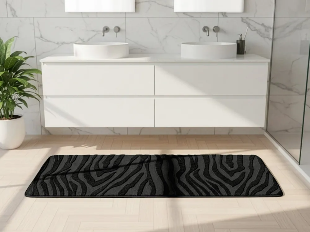 Dywanik łazienkowy czarny 45x120 cm zebra * TENDANCE Hot