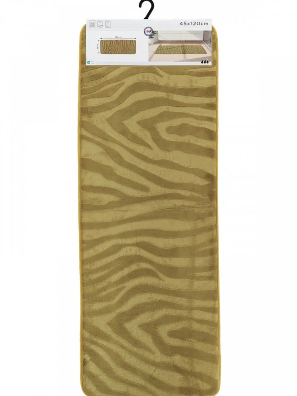 Dywanik łazienkowy oliwkowy 45x120 cm zebra * TENDANCE Online