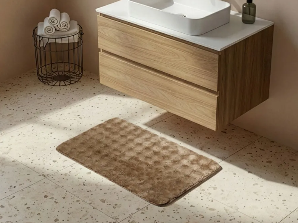 Dywanik łazienkowy taupe 50x80 cm efekt futra * TENDANCE Sale