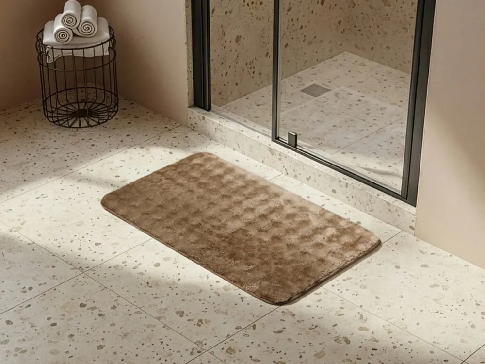 Dywanik łazienkowy taupe 40x60 cm efekt futra * TENDANCE Hot