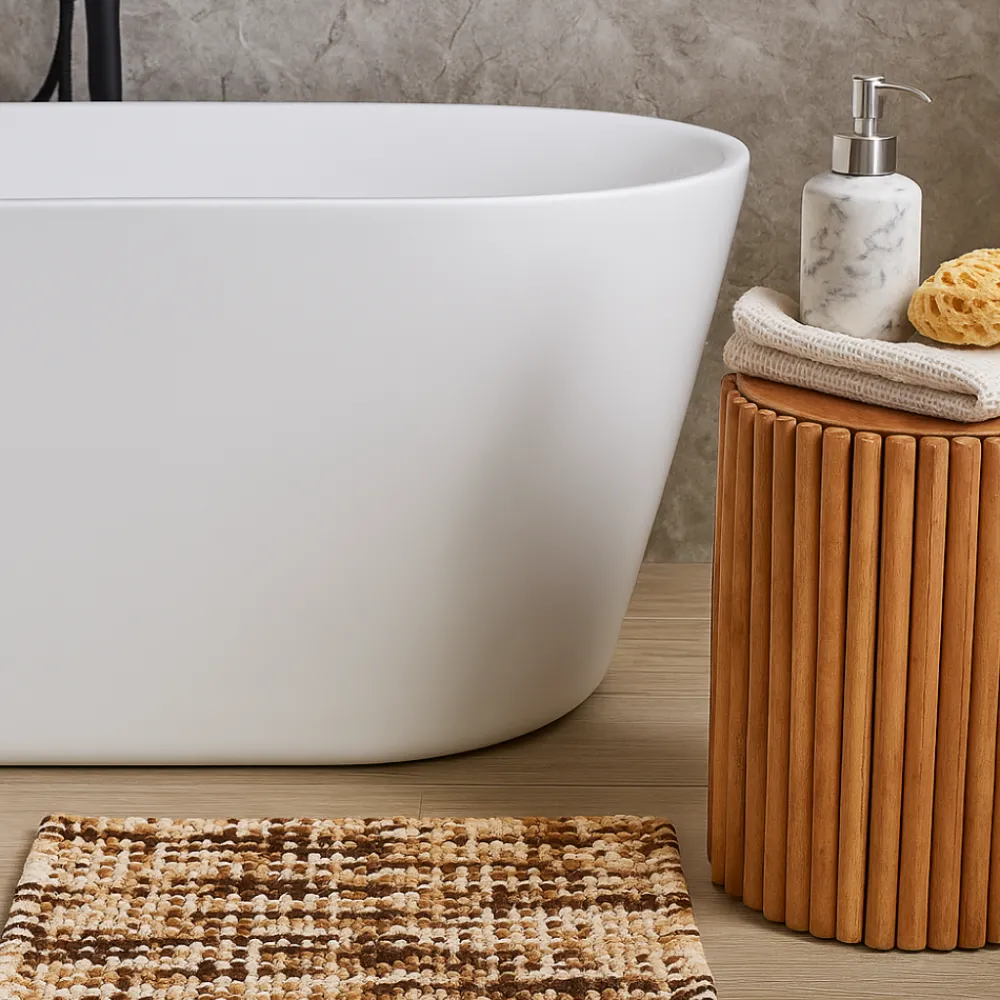 Dywanik łazienkowy 50x80 cm brązowy prostokątny * BERILO Outlet