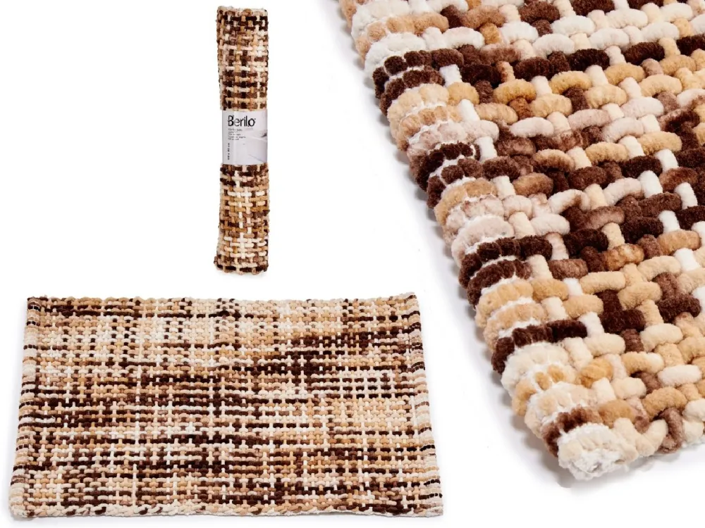 Dywanik łazienkowy 50x80 cm brązowy prostokątny * BERILO Outlet