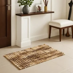 Dywanik łazienkowy 50x80 cm brązowy prostokątny * BERILO Outlet