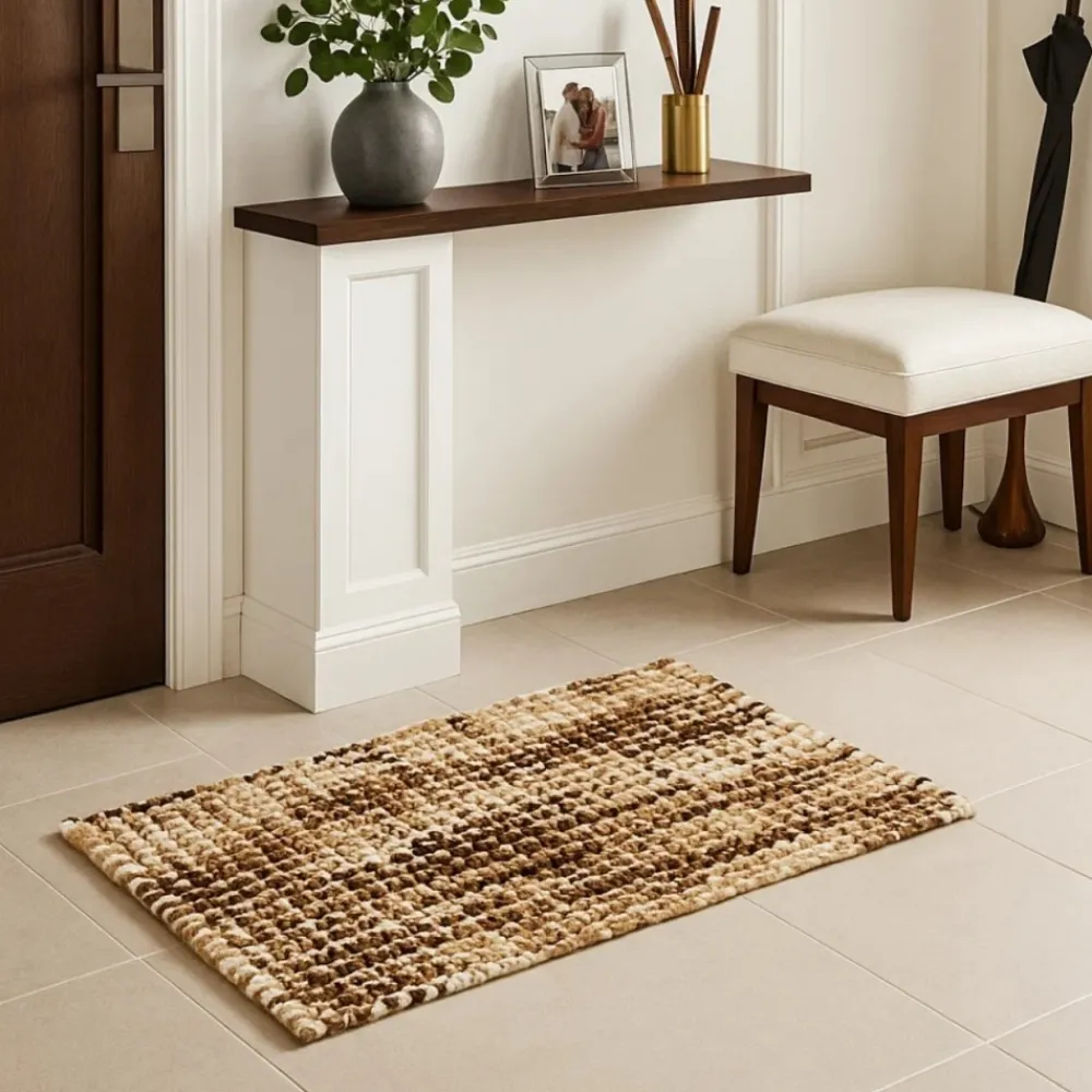Dywanik łazienkowy 50x80 cm brązowy prostokątny * BERILO Outlet