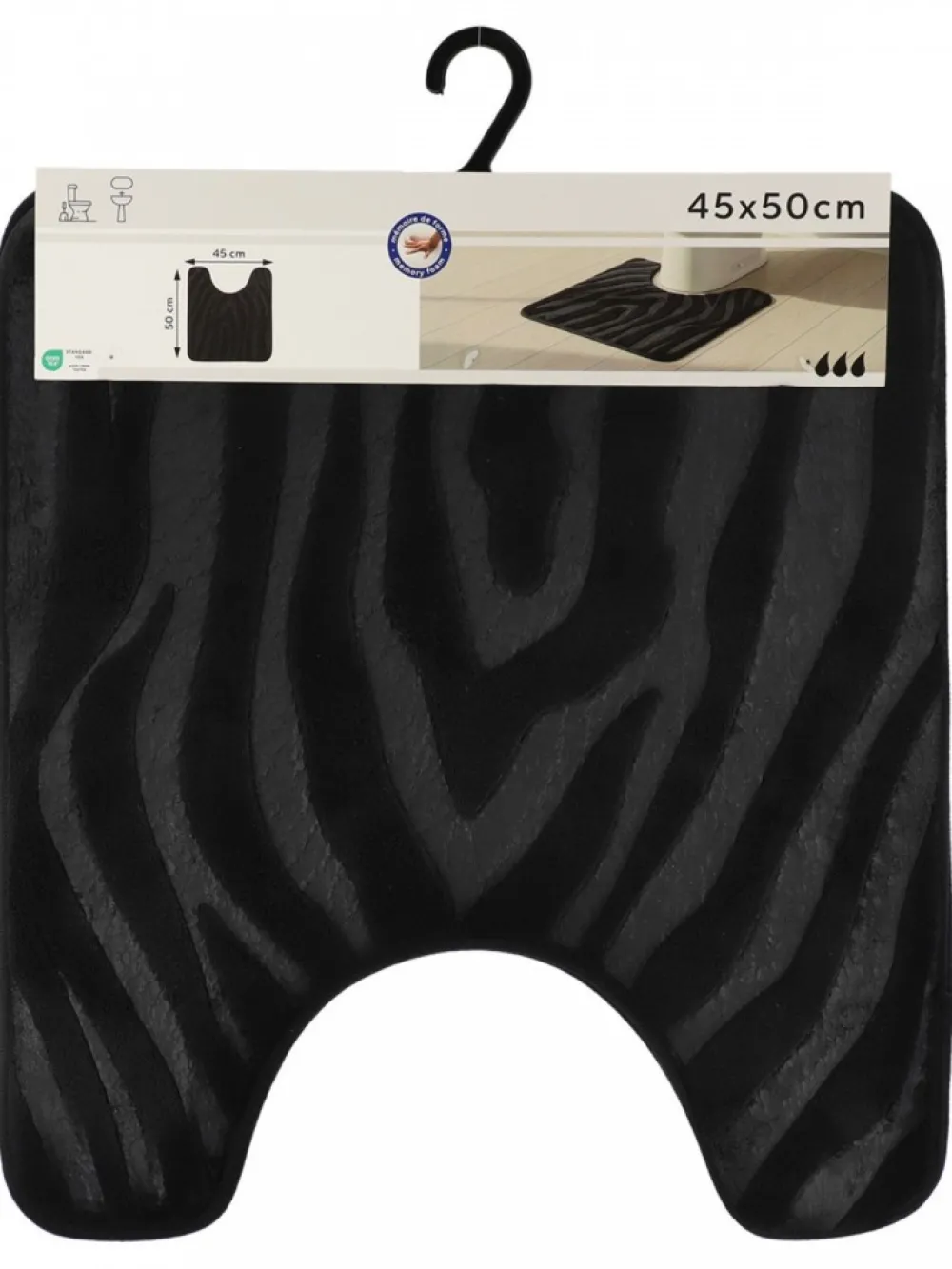 Dywanik pod WC czarny 45x50 cm zebra * TENDANCE Best