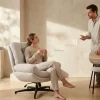 Elegancki fotel z podnóżkiem ROYAL beżowy