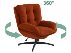 Elegancki fotel z podnóżkiem ROYAL miedziany * HowHomely