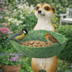 Figurka ogrodowa surykatka z liściem 30 cm