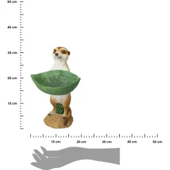 Figurka ogrodowa surykatka z liściem 30 cm