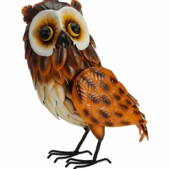 Figurka ogrodowa sowa z metalu 37 cm brązowa * HowHomely Best