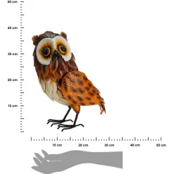 Figurka ogrodowa sowa z metalu 37 cm brązowa * HowHomely Best