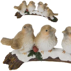 Figurka ptaszki na gałązce ze śniegiem 16x7x7,4 cm * H&S Decoration New