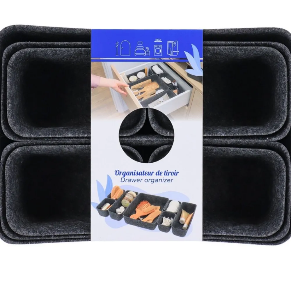 Filcowy organizer do szuflad 7 koszy antracyt * TENDANCE Best