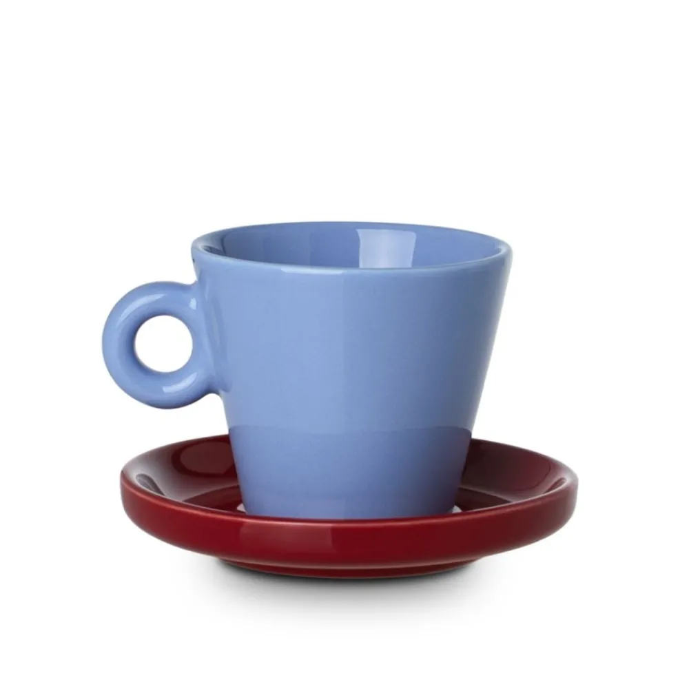 Filiżanka do espresso Echo 100 ml niebieska z czerwonym spodkiem * Estia Clearance