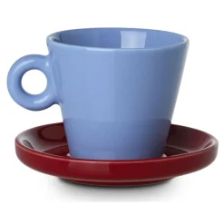 Filiżanka do espresso Echo 100 ml niebieska z czerwonym spodkiem * Estia Clearance