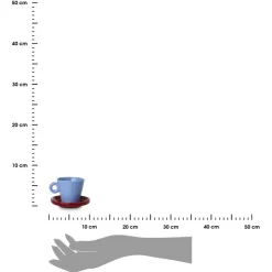 Filiżanka do espresso Echo 100 ml niebieska z czerwonym spodkiem * Estia Clearance