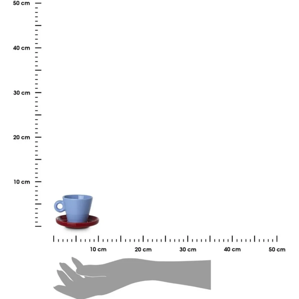 Filiżanka do espresso Echo 100 ml niebieska z czerwonym spodkiem * Estia Clearance