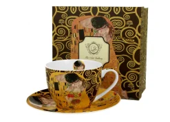 Filiżanka ze spodkiem Klimt THE KISS BROWN 250 ml * Duo