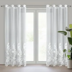 Firana ALIRA krem haft kwiatowy 140x250 cm