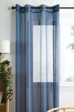 Firana LINWOOD 140x260 granatowa błyszcząca