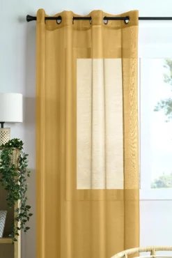 Firana LINWOOD 140x260 musztardowa błyszcząca