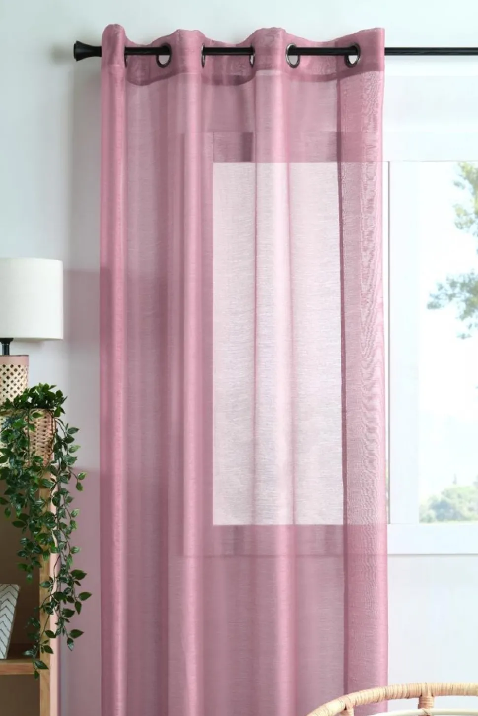 Firana LINWOOD 140x260 różowa błyszcząca
