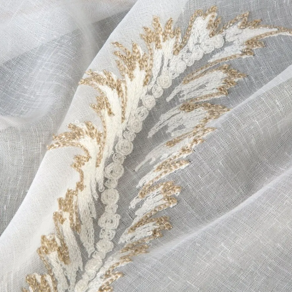 Firana AURELIA złoty haft liścia 140x270 cm * EUROFIRANY B.B. Choczyńscy Sp.J. Online