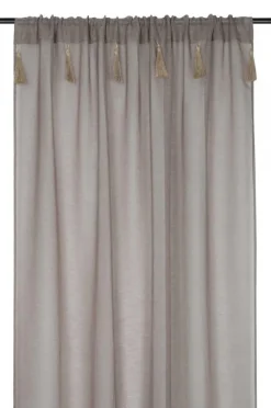 Firana boho IBIZA 140x260 frędzle taupe * STOF Clearance