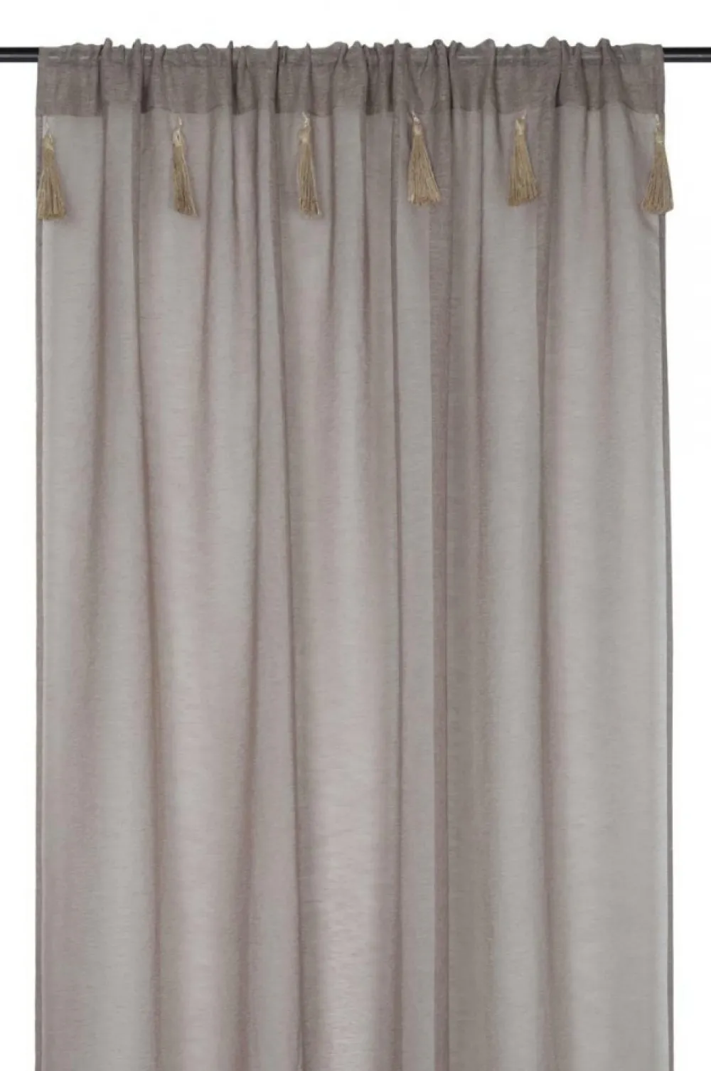 Firana boho IBIZA 140x260 frędzle taupe * STOF Clearance