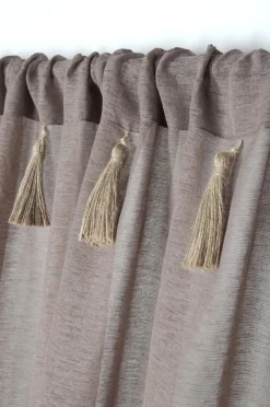 Firana boho IBIZA 140x260 frędzle taupe * STOF Clearance