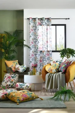 Firana EMMY 140x260 cm biała rośliny * STOF Outlet